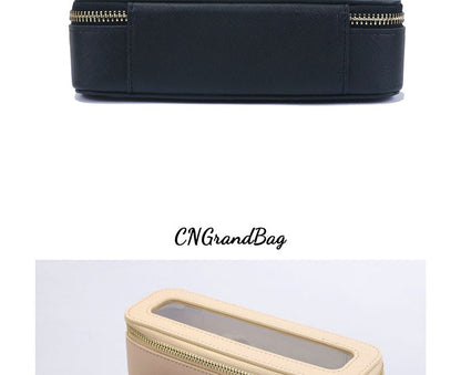 Free Custom Name Genuine Leather Travel Cosmetic Bag Set Colorful Classic Saffiano Portable Wash Bag for Women