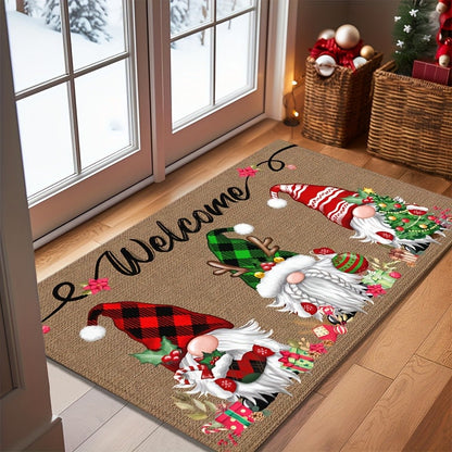 VIKAMA Christmas Elf Living Room & Bedroom Door Mat-Winter Holiday Decor With Anti-Slip Soft Material, Machine Washable