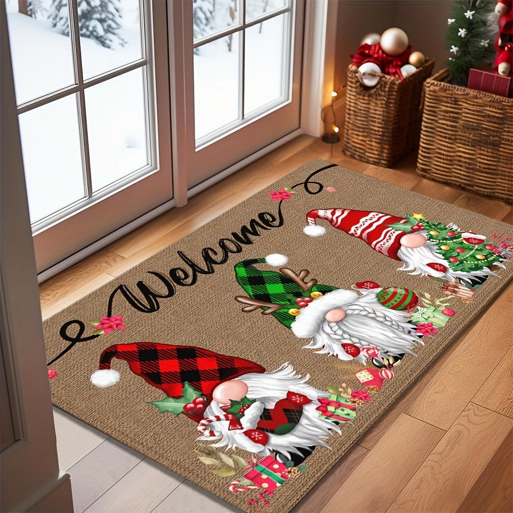 VIKAMA Christmas Elf Living Room & Bedroom Door Mat-Winter Holiday Decor With Anti-Slip Soft Material, Machine Washable