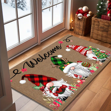 VIKAMA Christmas Elf Living Room & Bedroom Door Mat-Winter Holiday Decor With Anti-Slip Soft Material, Machine Washable