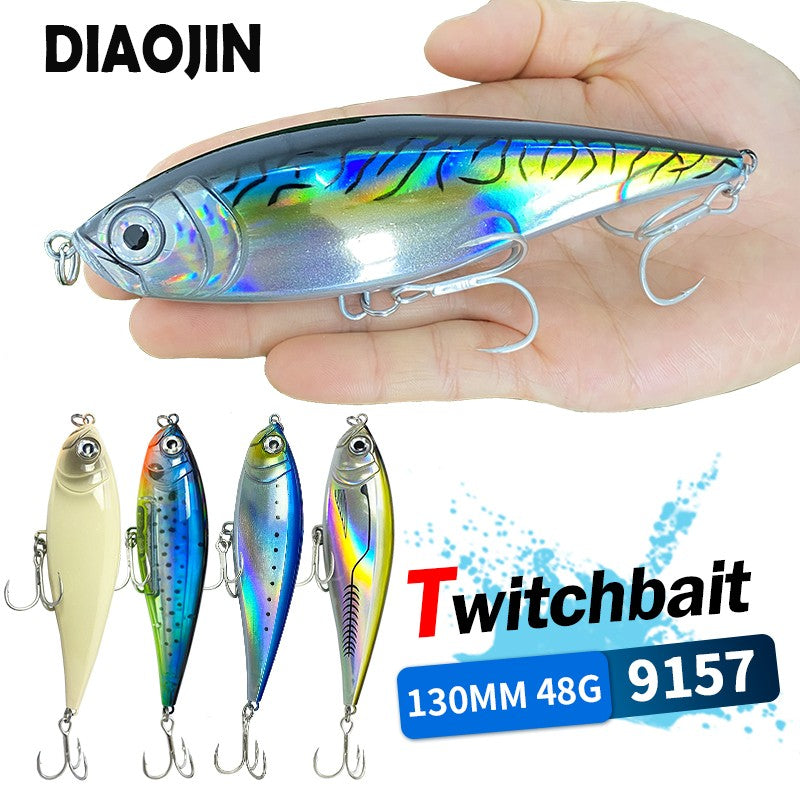Iscas de Pesca Lápis 130mm 48g para Pesca em Água Salgada, Truta, Pesca Artificial, Twitchbait Rígido, Wobblers Flutuantes 3D para Pesca com Twitch