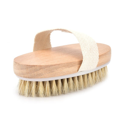 Escova de massagem de cerdas naturais para corpo, seca ou úmida, macia, para SPA, banho e massagem
