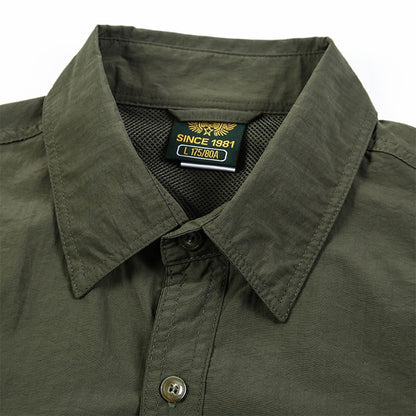 2025 Summer Cargo Shirts for Men Short Sleeve 2-Pocket Outdoor Casual Shirt Quick-dry Tops Lapel Single-Breasted Men's Shirts