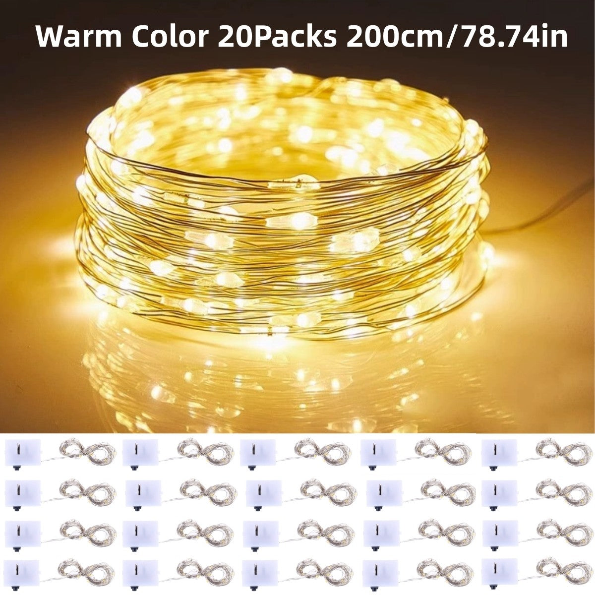 20Packs 2m LED String Lights Warm/Multicolor/Red/Green/Blue/Pink/Purple/White Christmas Atmosphere Firefly Lamp Starry Sky Light