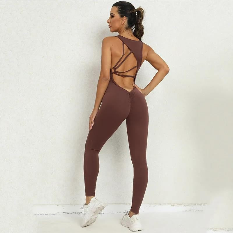 Sportswear Woman Gym Fitness Overalls Sporty Jumpsuit Women NEW Sport Set Women Yoga Clothes One Piece Outfit Purple Red