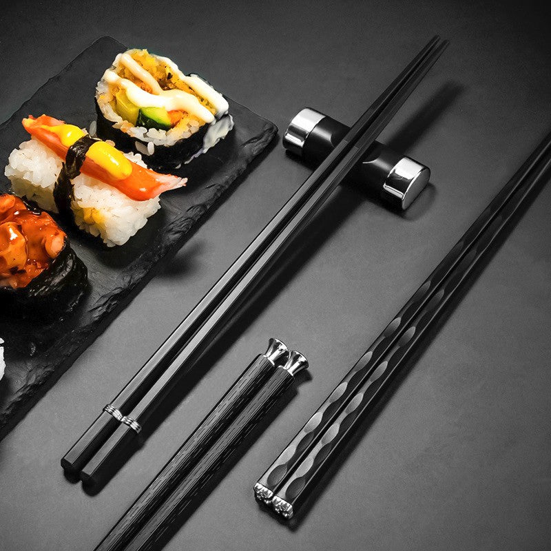 5 Pares de Hashis Japoneses Chineses Sushi Antiderrapantes Reutilizáveis de Metal Conjunto de Hashis Coreanos Conjunto de Talheres de Liga Saudável