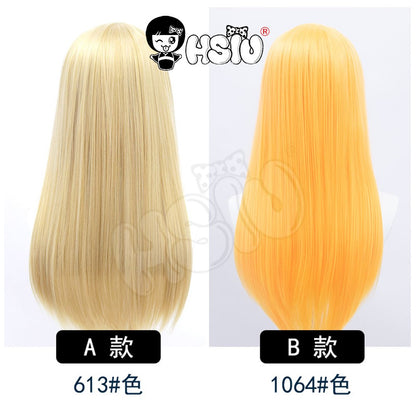 ?HSIU Brand?26 Colors 60cm Long Straight Hair Pink Gray  White purple Black pink Fiber synthetic wig + Free brand wig net