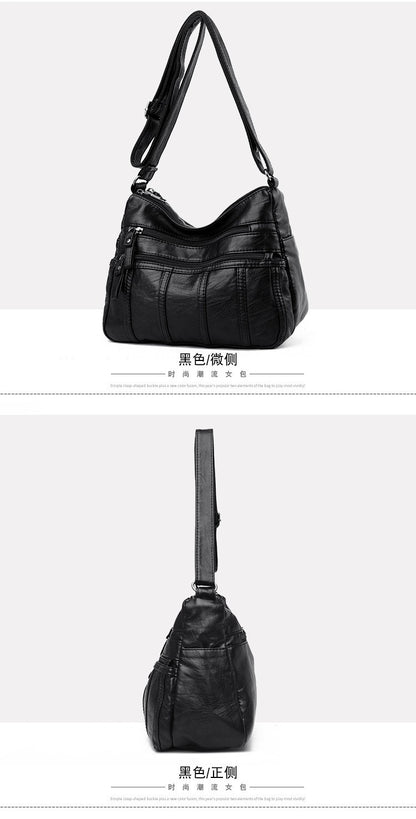 Fashion Soft Leather Crossbody Bags for Women 2025 Casual Female Multi Pocket Messenger Bags Retro Handbags Ladies Shoulder Bags