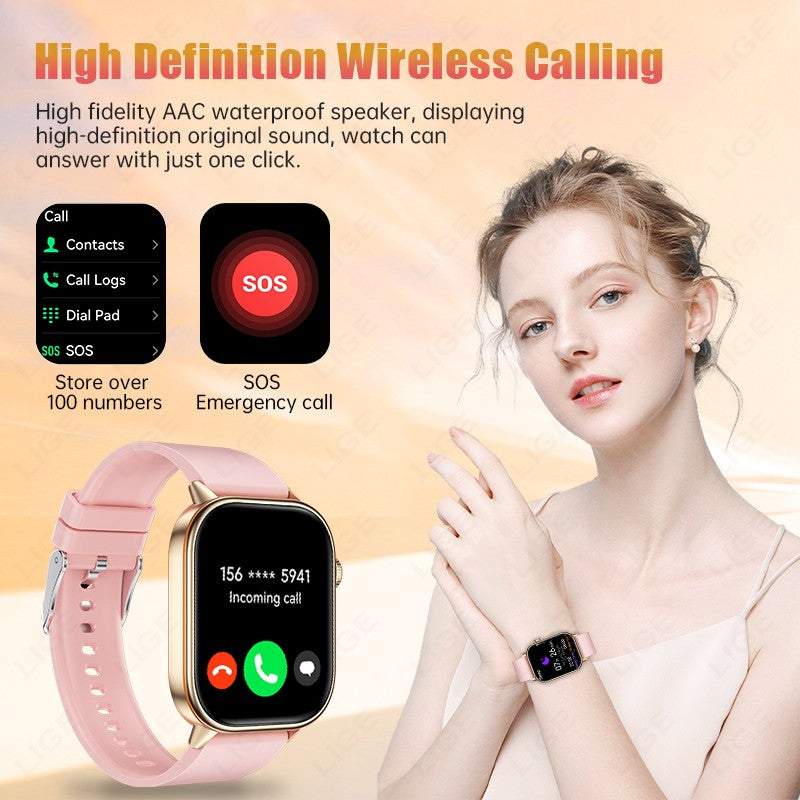LIGE 2025 Para Android IOS GPS Smart Watch Feminino Tela HD de 2.01" Frequência Cardíaca Chamada Bluetooth Bússola IP68 À Prova D'água Smartwatch Masculino