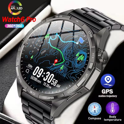 2026 Novo Smart Watch Masculino Relógio 6 AMOLED HD Tela Multi-Esporte Chamada Bluetooth GPS Trajetória Frequência Cardíaca Oxigênio no Sangue SmartWatches