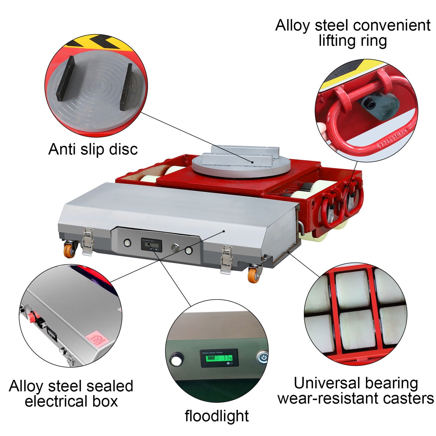 Patinete Elétrico Máquina de 10-50t Dolly de Transporte de Cargas Pesadas com Controle Remoto Sem Fio Movimentação de Cargas Pesadas Elétricas Tanque de Transporte com Patins Elétricos