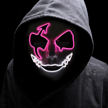 LED Hand-painted Mask Halloween Carnival Masquerade Cosplay Horror Accessory Men's Mask Weird Face Mask Glowing Mascara Disfraz