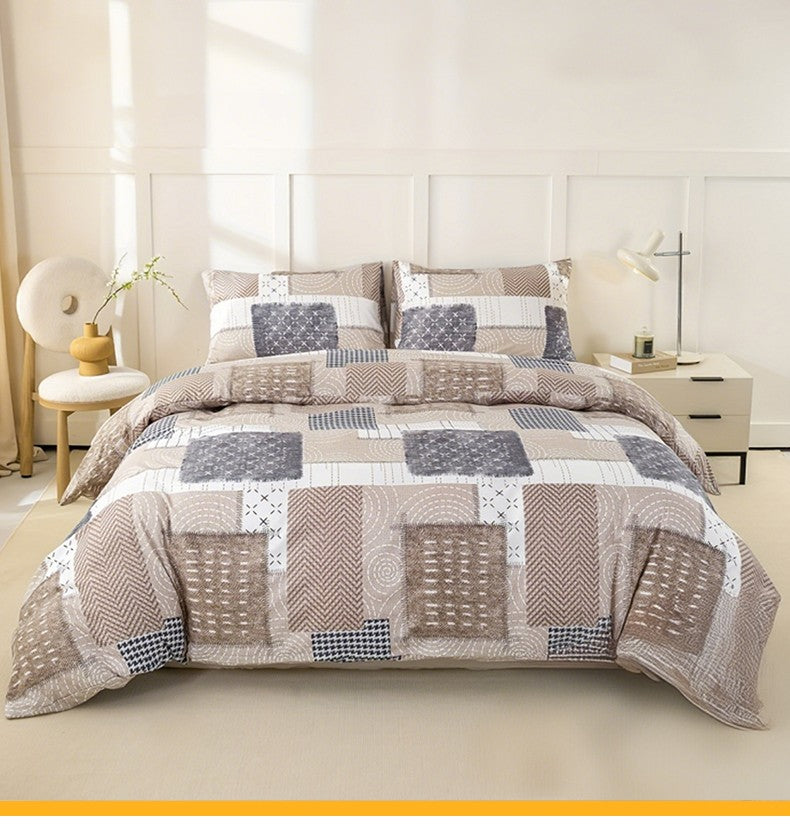 Conjunto de capa de edredom com estampa de retalhos chique de 3 peças, conjunto de cama macio e delicado para a pele inclui 1 capa de edredom e 2 fronhas