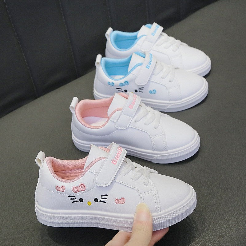 Kids White Sneakers 2025 Fall Slip Resistant Durable Spring Autumn Shoes for Girls 4-16 Years Old Fashion Casual Sports Shoes