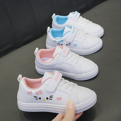 Kids White Sneakers 2025 Fall Slip Resistant Durable Spring Autumn Shoes for Girls 4-16 Years Old Fashion Casual Sports Shoes