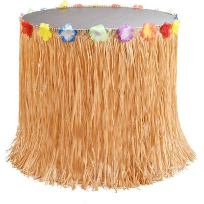 Luau Grass Table Skirt Hawaiian Flower Grass Skirts for Luau Party Summer Tropical Hawaiian Party Decorations