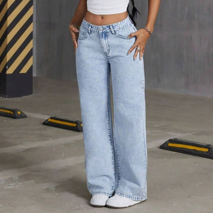 Fashion Retro Bow Embroidered Jeans Women'S Straight Leg Slim Fit Jeans Pants Baggy Y2k Jeans