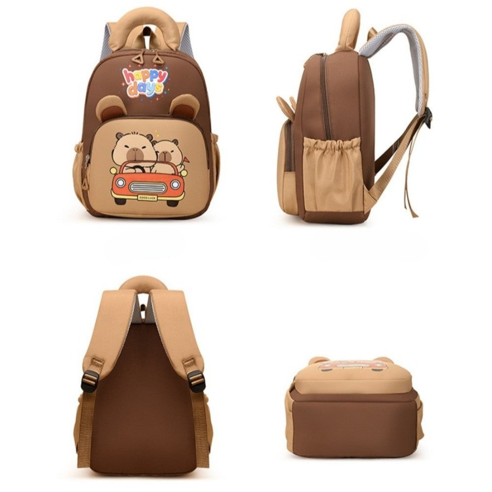 Mochila de Capivara Kawaii de Desenho Animado, Nylon Leve, Mochila Escolar de Capivara, Grande Capacidade, Multibolsos, Mochila para Jardim de Infância