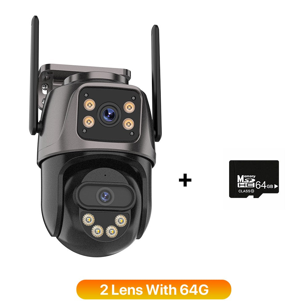 Câmera IP WIFI de Três Telas Externa 4K Lente Dupla Câmera PTZ Detecção Humana por IA Câmera de Segurança de Vídeo CCTV IP66 à Prova D'água iCsee