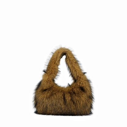 Solid Color Plush Dumpling Bag Simple Style Niche Design Faux Fur Handbag Tote Small Women's Underarm Hobo Bag