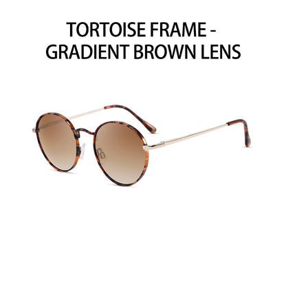 Óculos de Sol Femininos Modernos com Armação Redonda de Metal Polarizados de Grife da Moda UV400