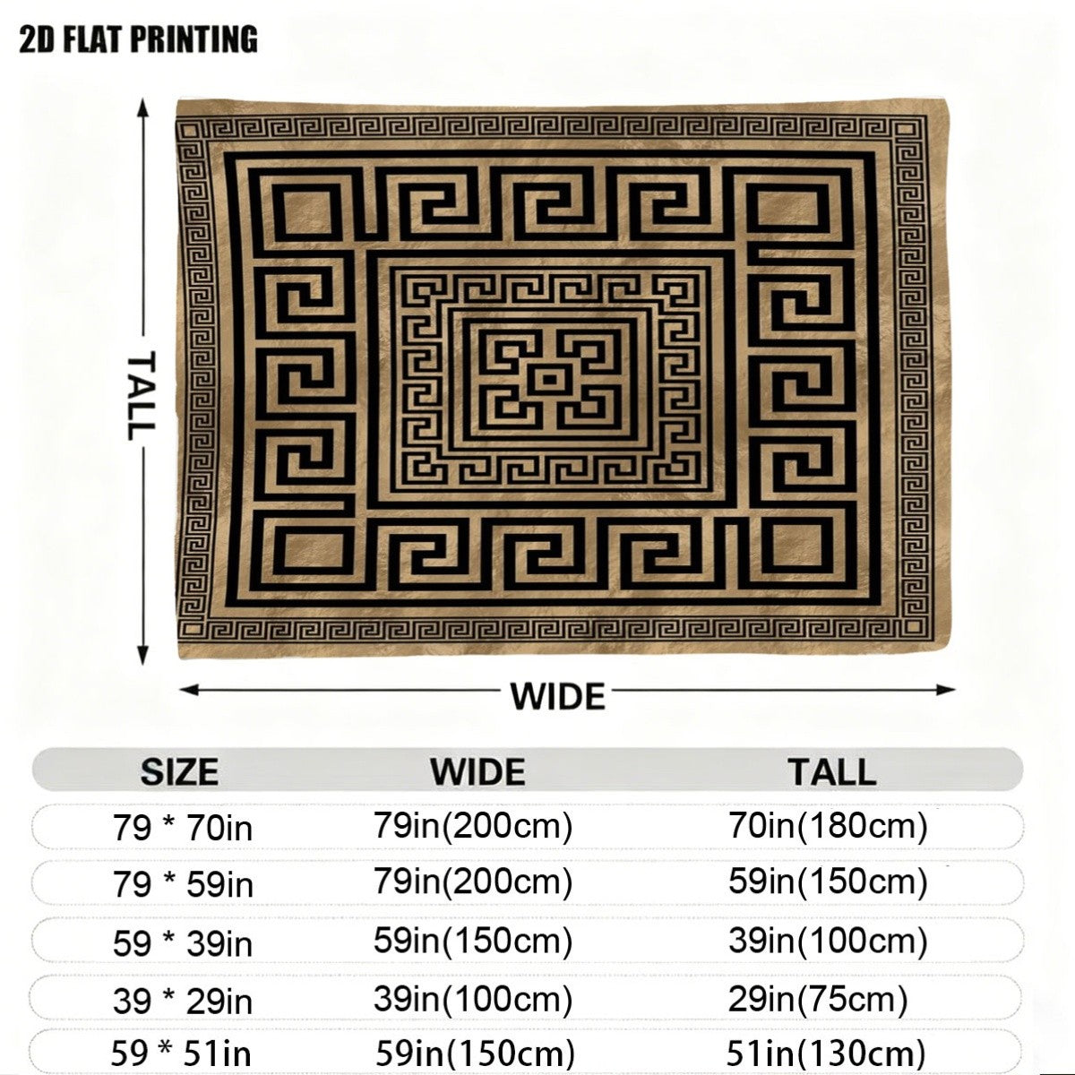 Geometric Greek Key Throw Blanket Tapestry Couch Decor Luxury Meander Pattern Gold Beige Bohemian Xmas Gift Accent Plaid