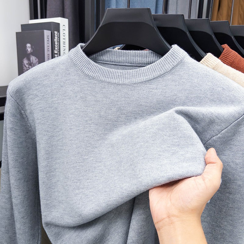 2025 New Men's Casual Sweater Round Neck Long Sleeve Knitted Sweater Diamond Pattern Fashion Versatile Top