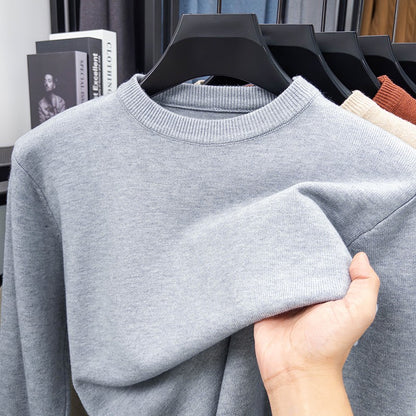 2025 New Men's Casual Sweater Round Neck Long Sleeve Knitted Sweater Diamond Pattern Fashion Versatile Top