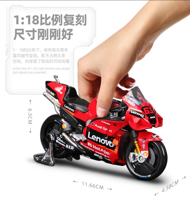 Maisto 1:18 NOVA Ducati Lenovo Team 2023 #1 Bagnaia Campeão Moto GP Corrida motocicleta de liga fundida Modelo de coleção de presente de brinquedo