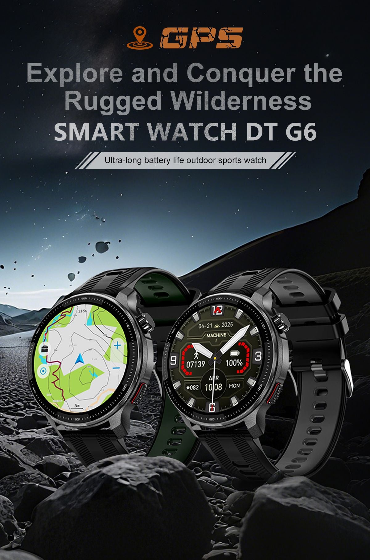 NOVO GPS Mapas Offline Smart Watch 1.43" AMOLED Militar Esportivo Smartwatch 4GB Memória Reprodutor de Vídeo Pulseira à Prova D'água 30m Natação