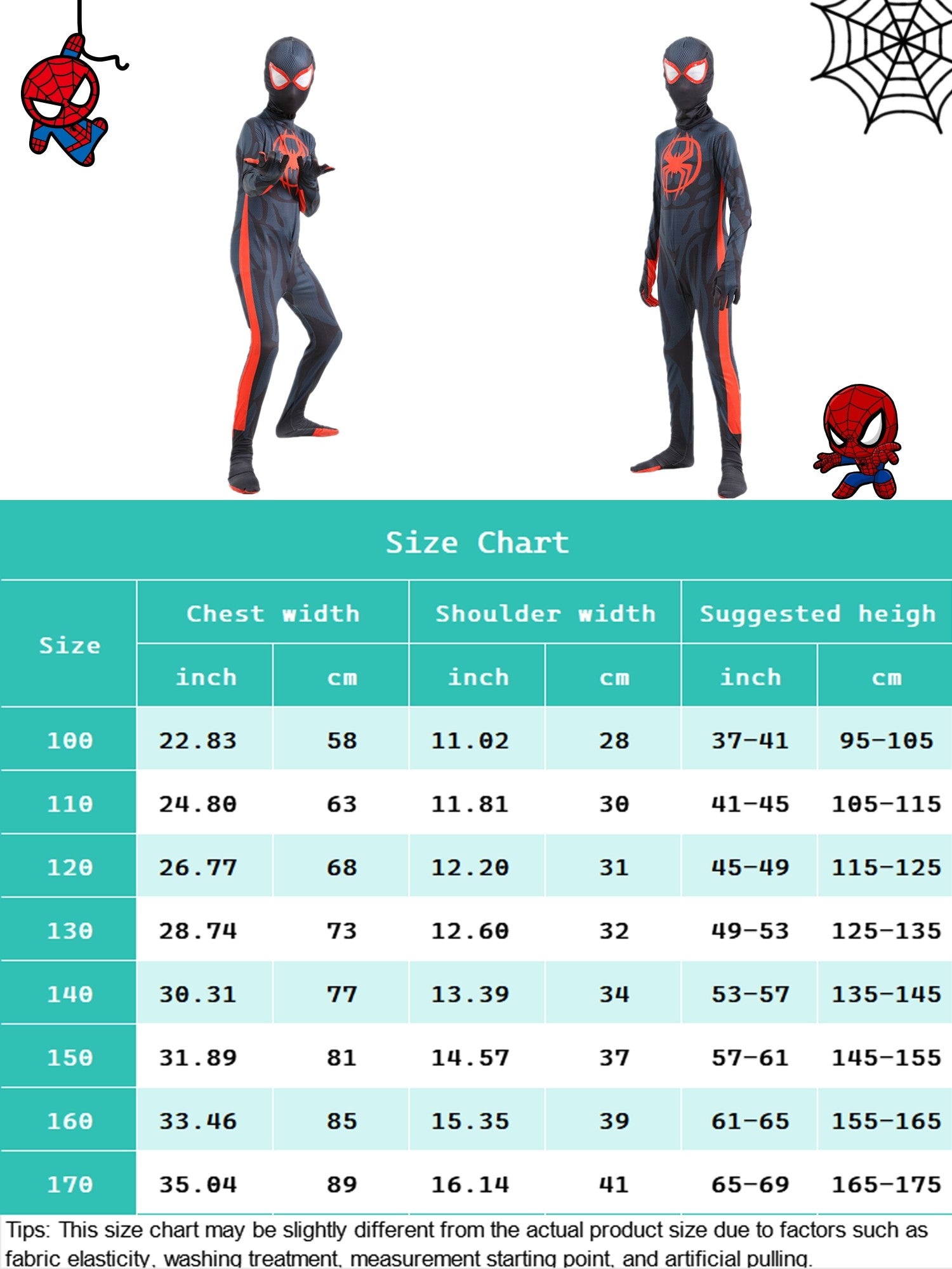 Kids Hero Costume Jumpsuit with Mask - Full Body Zip Up Outfit for Boys Halloween Birthday Party Cosplay Dress Up