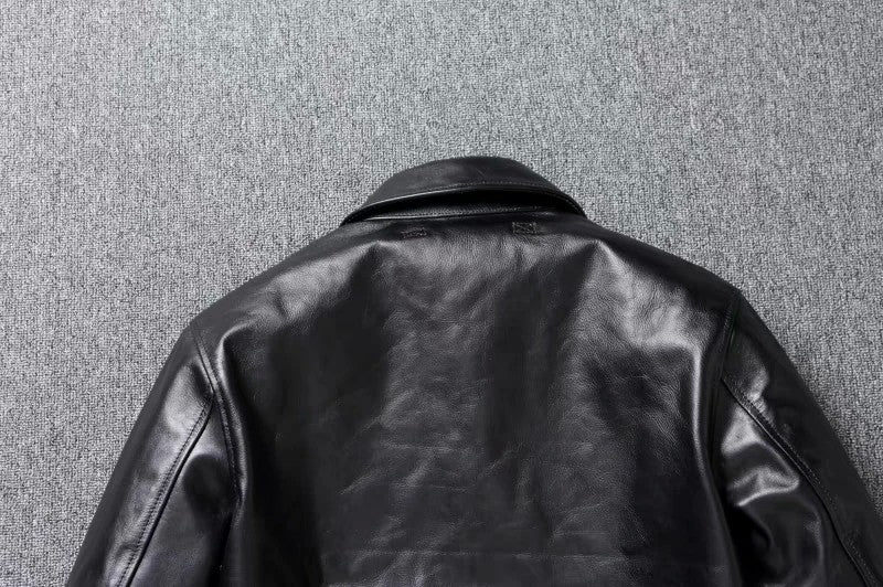 A2 Men's Bomber Jacket Tea Core Horse Leather Cropped Motorcycle Jacket Natural Leather Loose Coat Military Men's Leather Jacket