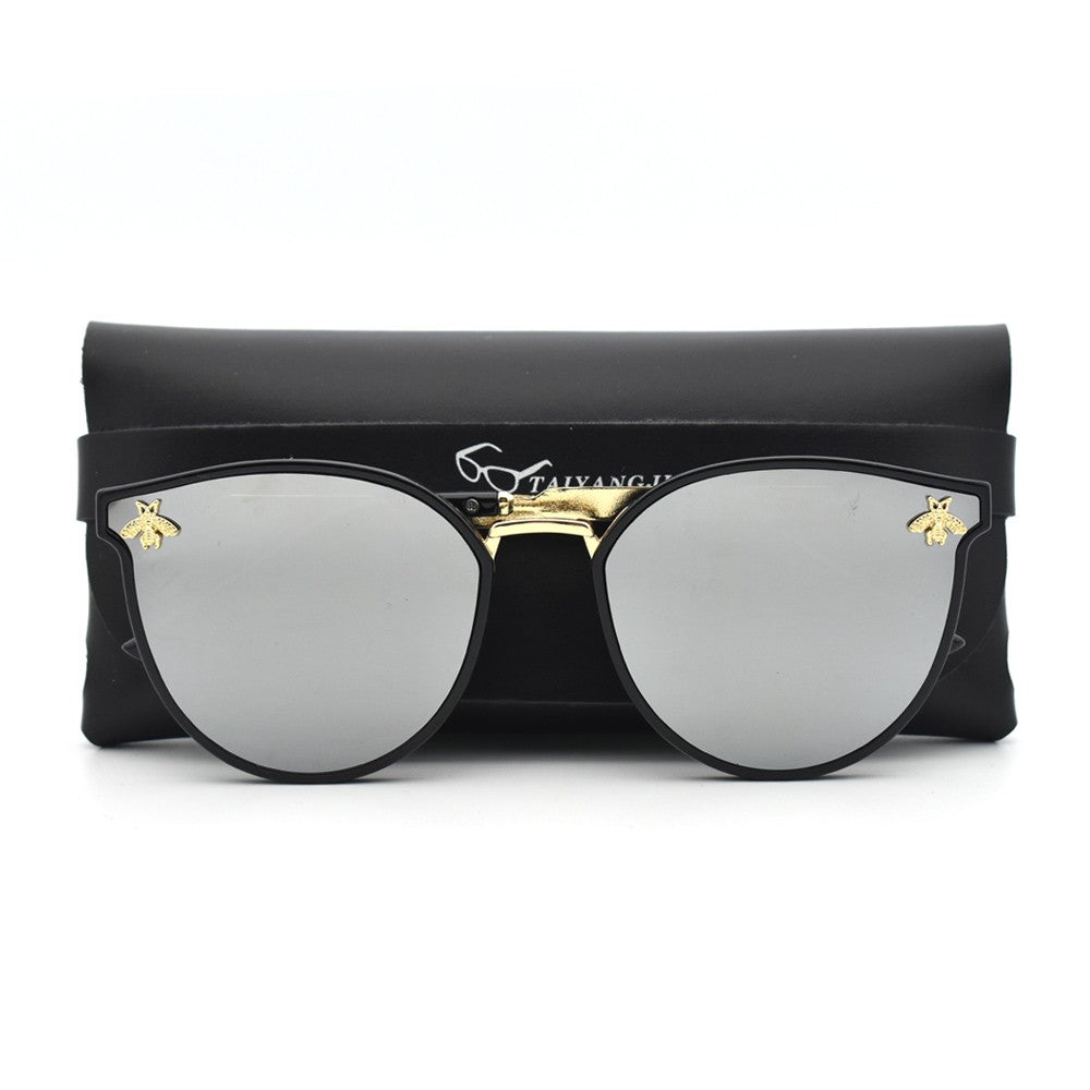 Trendy Luxury Bee Round Sunglasses For Women Men Fashion Mirror Gradient Vintage Sun Glasses Retro Driving Eyewear UV400 Oculos