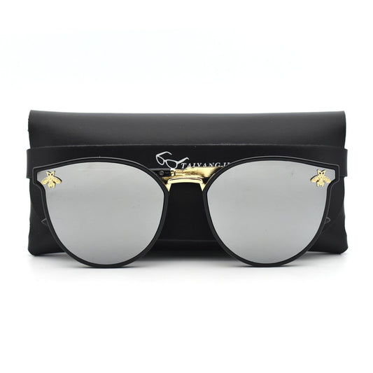 Trendy Luxury Bee Round Sunglasses For Women Men Fashion Mirror Gradient Vintage Sun Glasses Retro Driving Eyewear UV400 Oculos