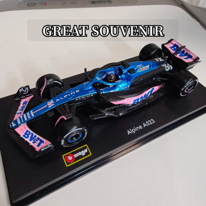 Bburago Alpine 2023 F1 A523 Carro Modelo com Vitrine Escala 1:43 Fórmula 1 Ferrari AMG Red Bull Racing Coleção de Miniaturas