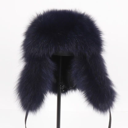 2025 Novo Chapéu Feminino Ushanka Russo de Pele de Raposa Natural Inverno Grosso Quente Orelhas Moda Chapéu Bomber Senhora Gorro Genuíno de Pele de Raposa Real