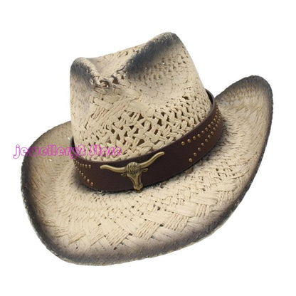 C9GF Straw Cowboy Hats With Wide Brims Cap For Adults Children And Outdoor Event