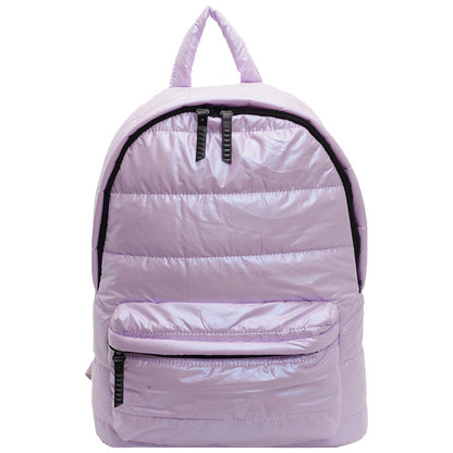 Winter Puffer Students School Bags Large Capacity Down Padded Backpack Solid Color Casual Bookbag Adjustable Strap Teen Rucksack