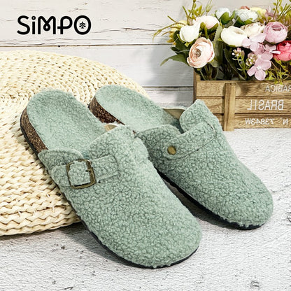 New Fall Winter Women And Men's Slippers With Plush Upper Indoor Outdoor Casual Sandals