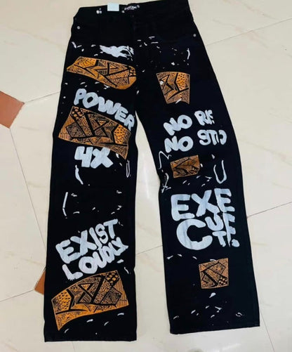 European and American fashion big pattern personality women men high waist jeans Y2K Harajuku casual jeans oversized loose pants