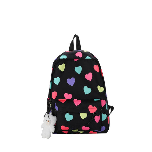 Sweet Canvas Love Children's Backpack Leisure Large Capacity Boys and Girls Student Schoolbag Birthday Holiday Gift