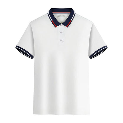 Men's new top Polo shirt T-shirt Summer men's short sleeve color lapel casual fashion white shirt T-shirt men's short sleeve