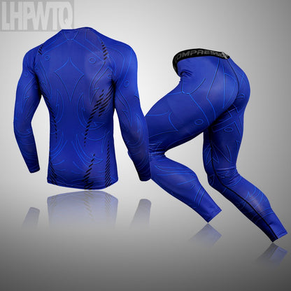 Men Compression Jogging suit Winter Thermal underwear Sports Suits Warm Men's Tr
