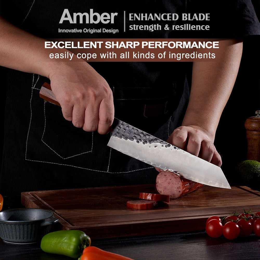 Amber 1-5pcs Kitchen Knives Set 3 Layers AUS-10 Steel Chef Knife Professional Japanese Knife Cooking African Mkuruti Handle
