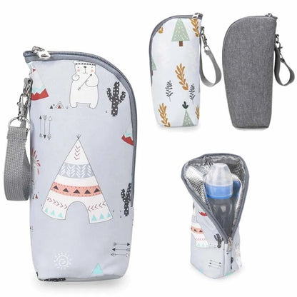 Baby Bottle Warmer Bag Portable Infant Feeding Bottle Aluminum Foil Insulation Outing Stroller Hanging Bag for Storage Cups