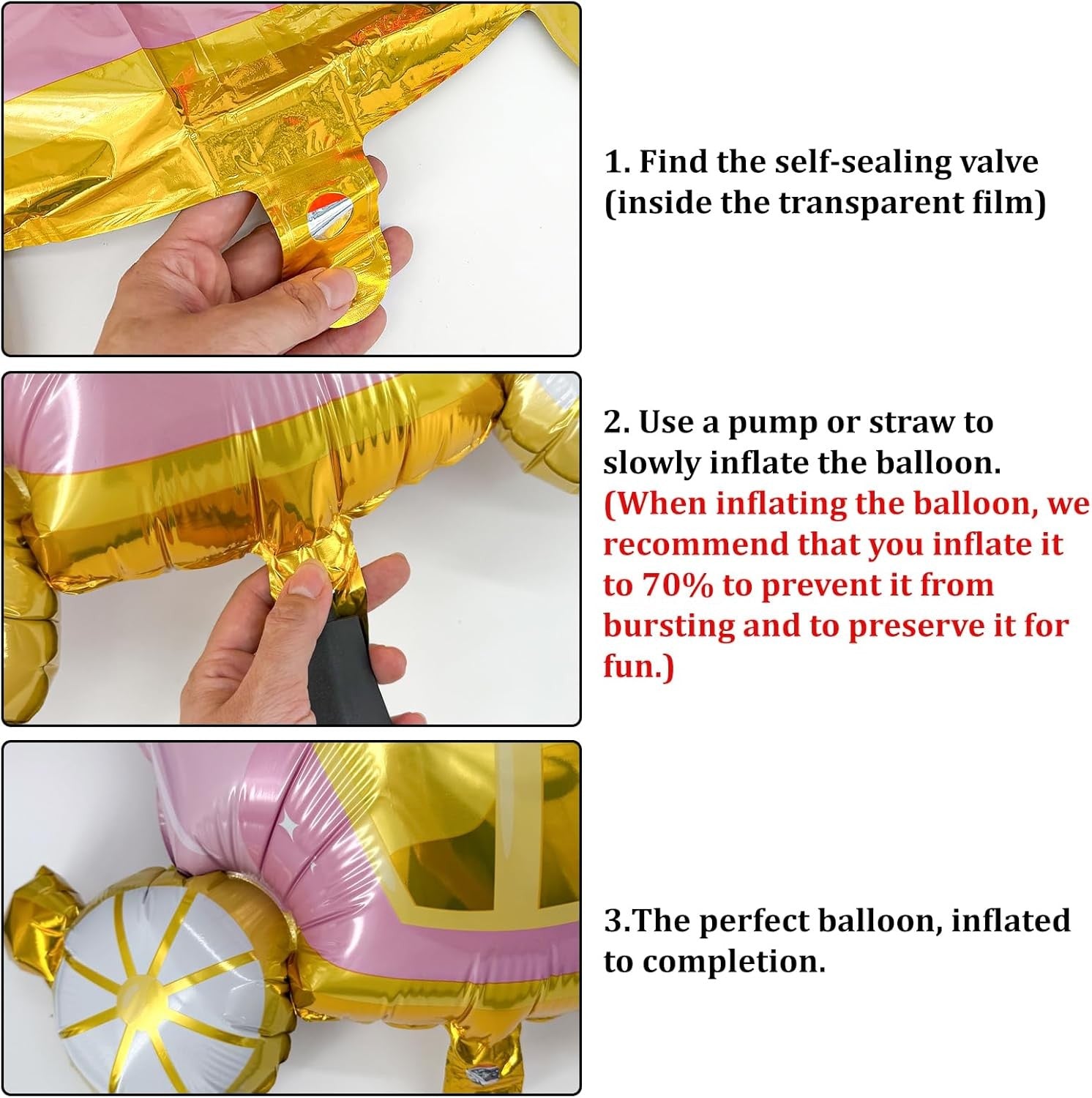 6-Piece Princess Theme Party Decoration Set: Princess Carriage + Pink Castle + 40-inch Numbers + Crown Heart + Star Foil Balloon