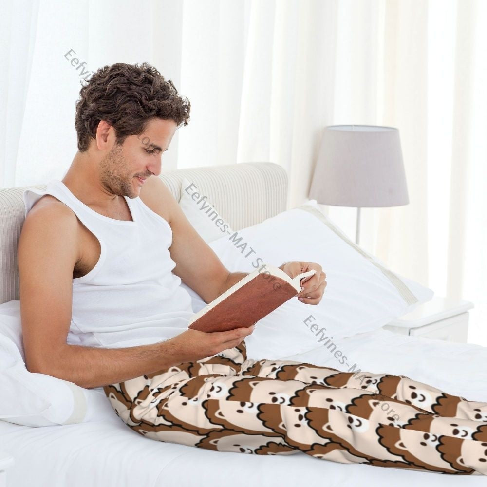Cute Hedgehog Mens Pajamas Pyjamas Pants Lounge Pants Sleep Bottoms