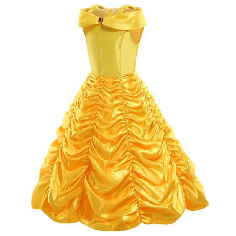 Disney Belle Princess Dress Halloween Cosplay Beauty and The Beast Costumes 2-10Y Girls Birthday Party Children Clothing Gown