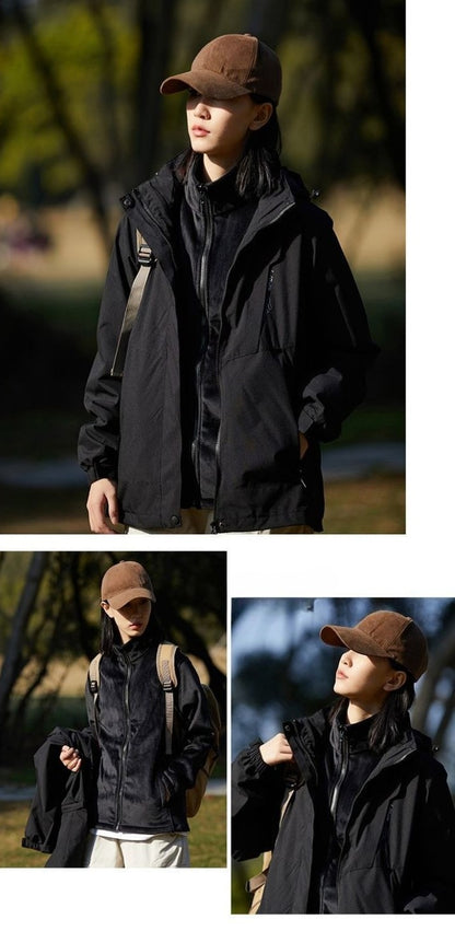 Men's Women's 2025 New Winter Jacket 3 in 1 Waterproof Windproof Detachable Outdoor Hiking Climbing Shell