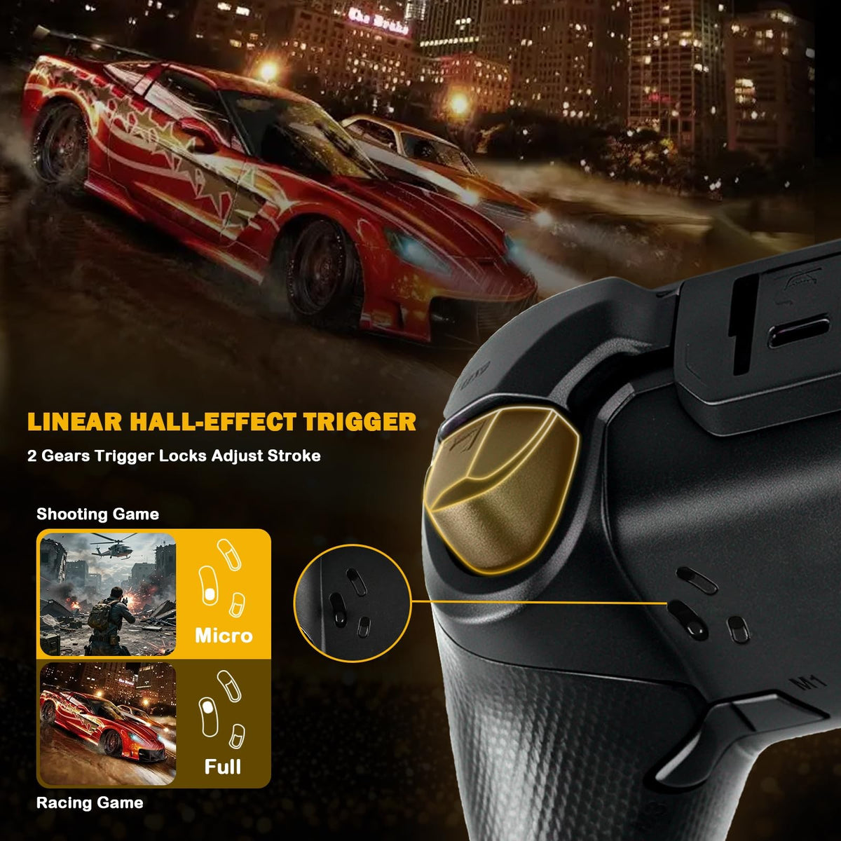 Smart Screen Wireless Game Controller, PS4 Gamepad with Display Hall Effect Joystick Trigger For IOS Andriod Table Steam Switch